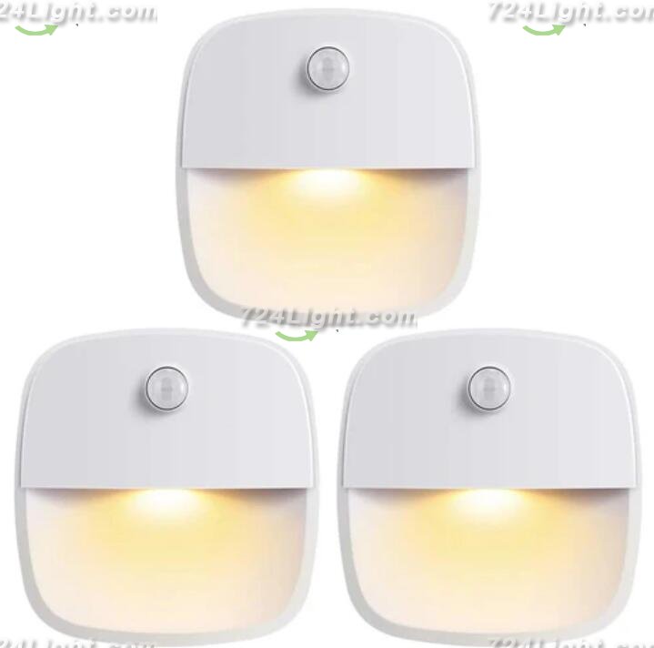 3 Pack LED Motion Sensor Light, Cordless Battery-Powered LED Night Light, Wall Light, Closet Lights, Safe Lights for Stairs, Hallway, Bathroom, Kitchen, Cabinet (White)