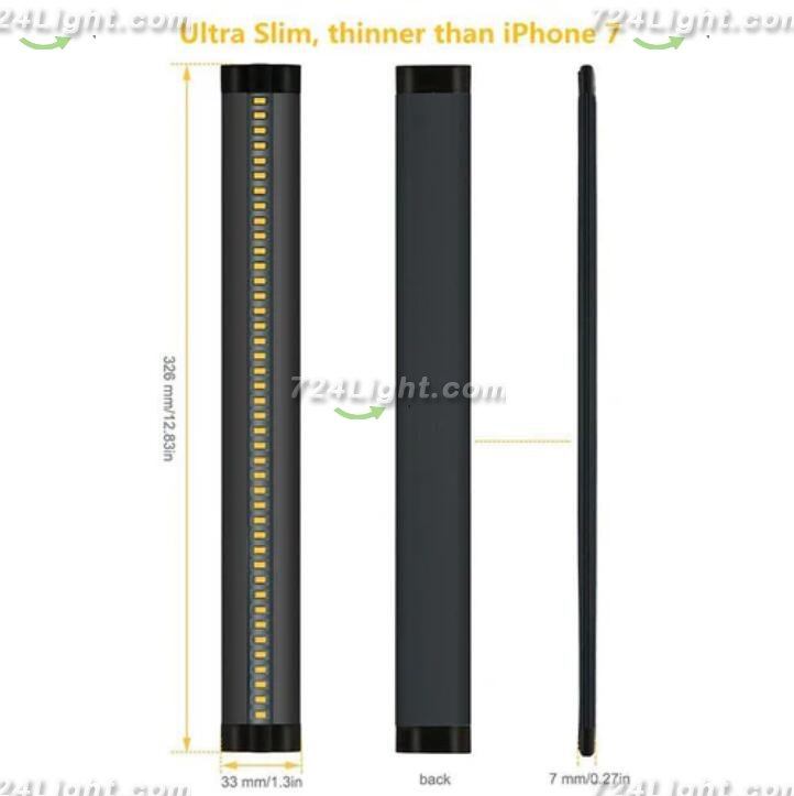 6 Pack 7mm Thick Black Finish LED Under Cabinet Lighting Kit Dimmable 1800LM CRI90 SMD2835 12V 30W with Dimmer & Power SUpply Included