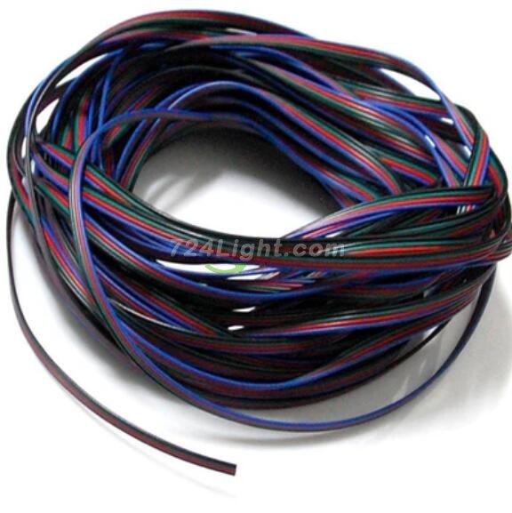 22Guage RGB LED Strip Extension Cable 4pin 4Color Stand Wire Bonded Flat Cable for SMD5050 3528 RGB Color