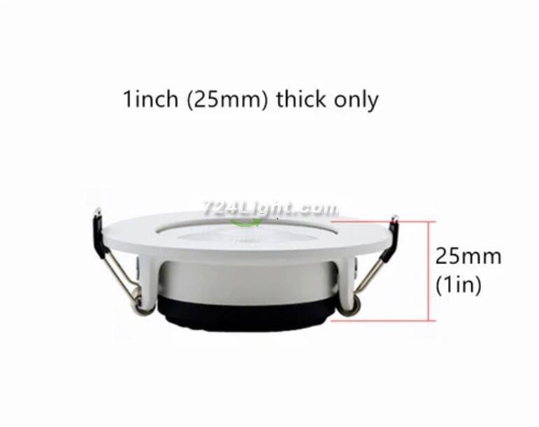 1inch Thick Low Profile LED Downlight 3W 2'' CRI80 Anti-glare Diffuser Ceiling Light