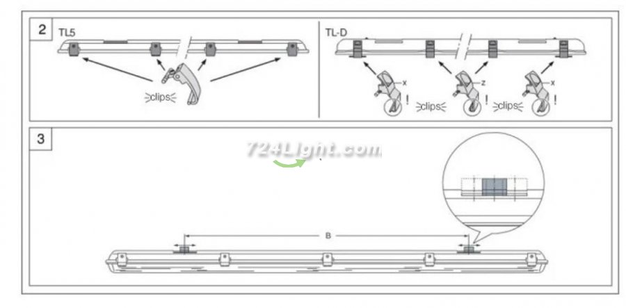 Milky White Cover T8 LED Tube Lights with Striped Clear Tri-proof T8 Tube Fixture for Single Tube