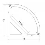 LED 90Â° Right Angle Aluminium Channel PB-AP-GL-006 1 Meter(39.4inch) 16 mm(H) x 16 mm(W) For Max Recessed 10mm Strip Light LED Profile With Arc Diffuse Cover