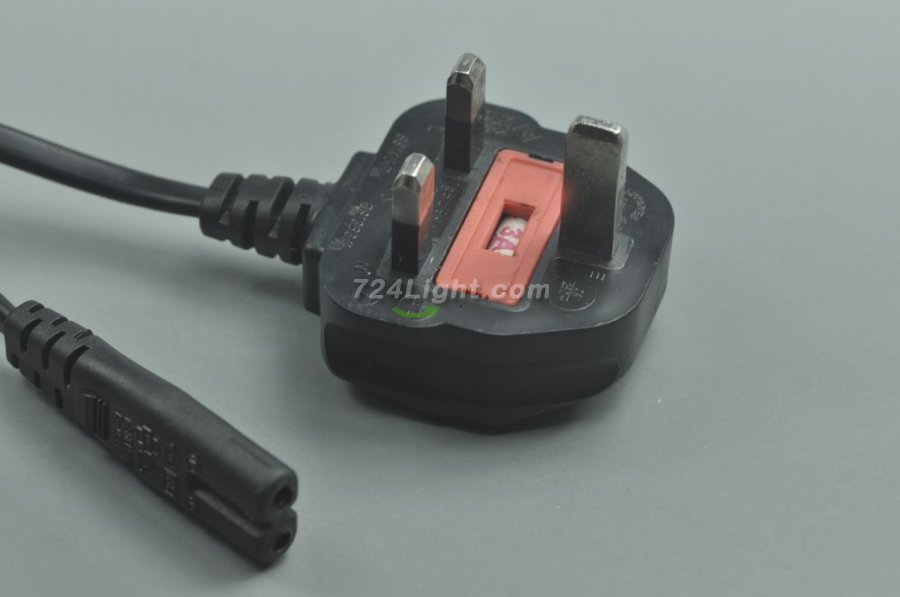 Original UK Power Cable Cord For LED Strip Lights 2 Prong