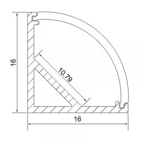 Wholesale LED 90Â° Right Angle Aluminium Channel PB-AP-GL-006 1 Meter(39.4inch) 16 mm(H) x 16 mm(W) For Max Recessed 10mm Strip Light LED Profile With Arc Diffuse Cover