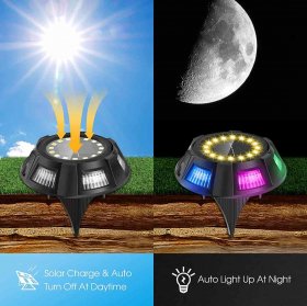 Solar Ground Lights, Upgraded 22 LED Bright Outdoor Color Changing in-Ground Lights for Pathway Yard Deck Patio Lawn (8 Pack)