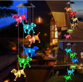 Outdoor Solar Dog Wind Chime Lights for Garden, Patio, Party, Yard, Window, Outdoor Decorations