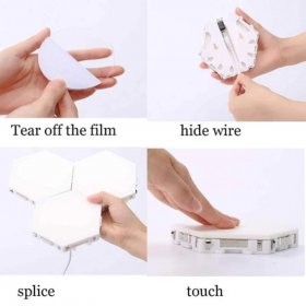 6 Pack Hexagonal LED Wall Light, DIY Modular Touch Sensitive Lights LED Night Light
