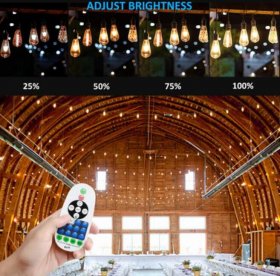 Dimmable Waterproof LED Outdoor String Lights - Hanging, 2W Edison Bulbs - 48Ft Commercial Lights for Decor for Patio, Backyard, Garden, Bistro S14 Black - Warm White, with Dimmer, Complete Led String Lights Kit(2Pack-48FT And 1pcs Dimmer)