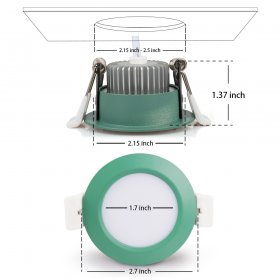 5W LED RECESSED LIGHTING DIMMABLE GREEN DOWNLIGHT, CRI80, LED CEILING LIGHT WITH LED DRIVER