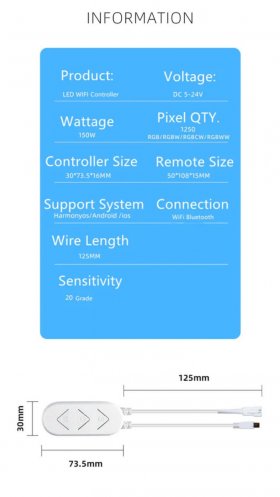 RGB, RGBW, RGBWW SPI LED Controller WiFi Music Controller for Addressale LED Strips and Panels Support WS2811 WS2815 WS2801 SK6812 WS2813 SK9822 APA102C etc iOS/Android App Control