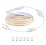 32.8Feet 110V AC / 220V AC Spotless FCOB LED Flexible Strip Light, IP65 Waterproof High Brightness with Inline Switch