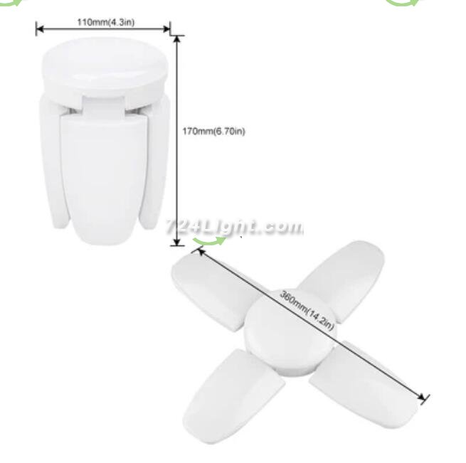 60W LED Shop Light Deformable LED Garage Lights CRI80+ 6000LM 6500K White 400W Equivalent
