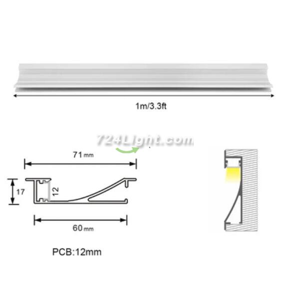 2 Pack L7117 Big Aluminum Extrusion Channel for Recessed Mounting for Ceiling or Wall