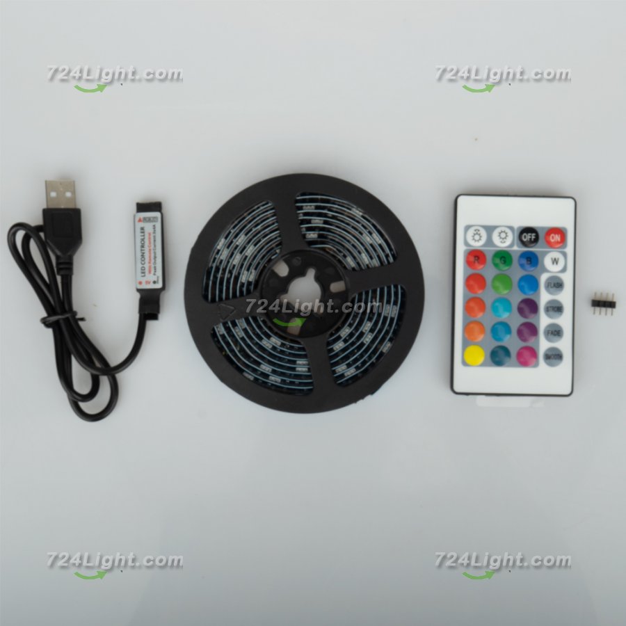 LED 5050 Light Strip RGB 24 Key Remote Control TV Light Strip Set Colorful Waterproof Interior Decoration Atmosphere Light Strip