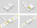 10PCS PACK Dual White LED Strip Connectors Solderless Snap Down 3 Conductor Connectors for 8mm Wide SMD3528 2835 Dual White Color Flex LED Strips
