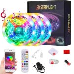 LED Strip Lights 32.8ft Color Changing 5050 RGB Led Lights for Bedroom,Built-in Mic,Led Lights With App Control and IR Remote For Home Decoration