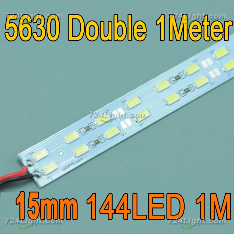 Double Row 39.3inch 5630 Rigid LED Strips 144LED 1M 15mm 12V DC Aluminium Rigid Strip Bar light