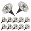 (image for) 12 pack Solar Light Outdoor 8 LED Waterproof Sidewalk Disk Lights Solar Powered Landscape Lighting