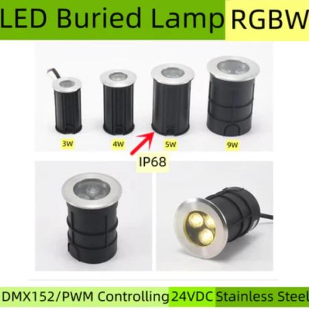 (image for) 10Pack RGBW IP68 Waterproof Outdoor LED Underground Light 5W 24V Deck light Buried Lamp Spotlight for Pathway Driveway Garden Recessed Landscape with Stainless Steel Body PC Cover Tempering Glass Len