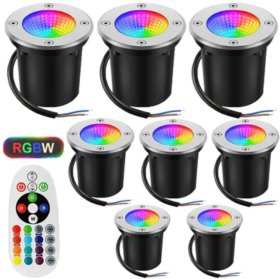 5Watt Low Voltage RGBWW (RGB and 3000K Warm White) LED Well Lights Landscape Lighting IP65 Waterproof Outdoor 12V-24V Ground Lights for Garden Yard Driveway(8Pack)
