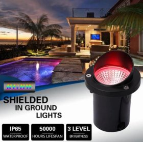 5Watt Low Voltage RGBWW (RGB and 3000K Warm White) LED Well Lights Anti-glare Landscape Lighting IP65 Waterproof Outdoor 12V-24V Ground Lights for Garden Yard Driveway(8Pack)