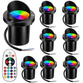 5Watt Low Voltage RGBWW (RGB and 3000K Warm White) LED Well Lights Anti-glare Landscape Lighting IP65 Waterproof Outdoor 12V-24V Ground Lights for Garden Yard Driveway(8Pack)