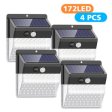 (image for) 4 Pack 172 LEDs Solar Lights Outdoor Wireless Waterproof Security Solar Motion Sensor Wall Lights