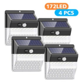 4 Pack 172 LEDs Solar Lights Outdoor Wireless Waterproof Security Solar Motion Sensor Wall Lights