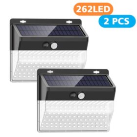 2 Pack Solar Lights Outdoor 262 LEDs Wireless Waterproof Security Solar Motion Sensor Wall Lights