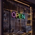 (image for) Rainbow Open Neon Sign 20inx7in LED Colorful Open Sign w/Remote Controller, Multicolor Light Sign for Business, w/Hanging Chain for Shop Windows, Direct Plug-In w/ 12V Adapter