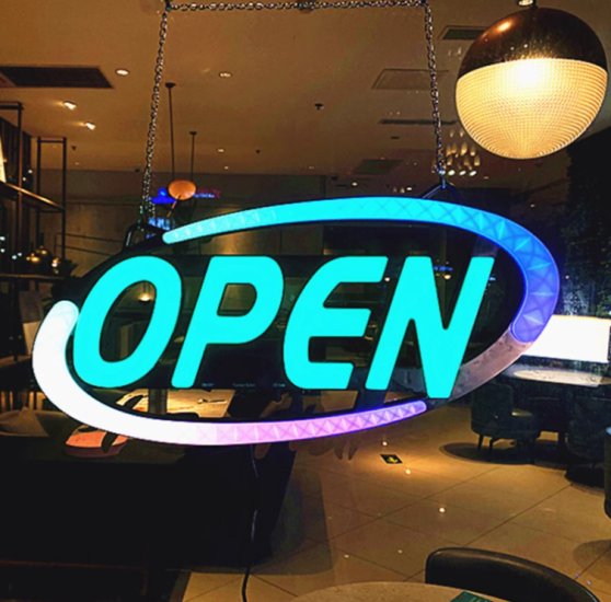 (image for) Open Electronic Light Sign RGB Full Color Color Changing Colorful Luminous Characters LED Signboard Business Sign Neon Light