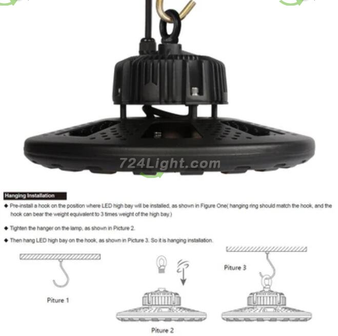 100W UFO LED High Bay Light Fixture 9000LM CRI>80 IP65 Waterproof 100-277VAC Non-Dimmable for Warehouse & Supermarket