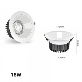 18W SPOTLIGHT LED CEILING LIGHT EMBEDDED CREE HIGH DISPLAY BACKGROUND WALL HOTEL COB DOWNLIGHT ANTI-GLARE