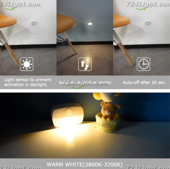 4Pack PIR Motion Sensor LED Night Light, Motion Activated Under Cabinet Light, Battery Operated Stick-on Anywhere Motion Activated for Kitchen Stairway (Battery not included)