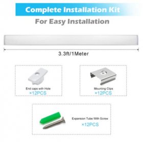 5Pack of 50cm (20'') LED Profile U02 9x17mm U-Shap LED Aluminum Channel System Fit for 12mm Wide LED Strips