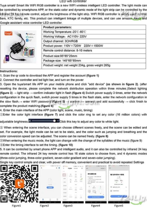 RGB LED Controller, 1500W Max High-Voltage WiFi Color Changing RGB Controller (Aluminum) with IR Remote and Music Time APP Control System for AC110-130V/ 200-240V LED Tape Rope Strip Lights