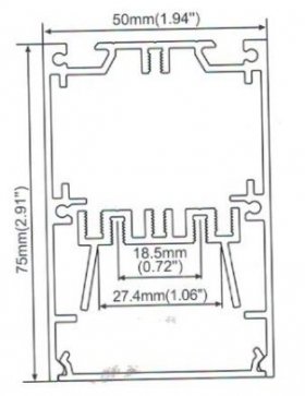 1 Meter 39.4" Suspended LED Aluminum Profile LED Channel 75mm(H) x 50mm(W) suit for max 27.4mm width strip light