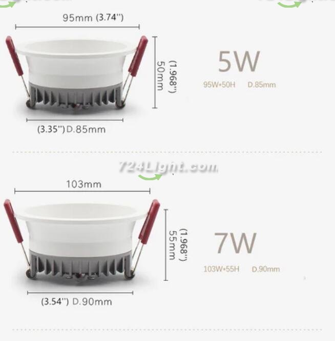 3W/5W/7W/9W Anti-glare, Antifog Dimmable LED Downlight CRI80 Deep Concave Ceiling Light-DFX Series