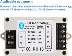 RGB/RGBW LED Strip Light Bluetooth Controller Phone APP Control for 5050 3528 RGB RGBW LED Strip Lights (Suitable for iOS & Android System)