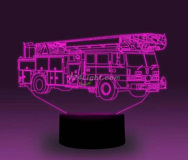 Transportation Images 3D Illusion LED Night Light w/ 16 Colors Remote Touch Switch Adjustable Brightness for Kids Bedroom Decoration