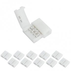 10pcs Pack Solderless Snap Down 4Conductor LED Strip Connectors for 10mm Wide SMD5050 RGB Color Flex LED Strips