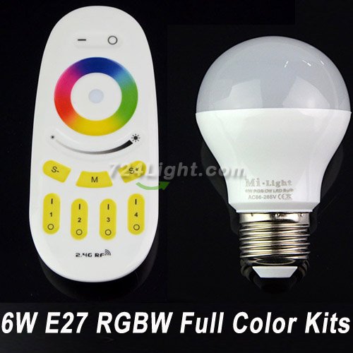 6W E27 RGBW Full Color LED Bulb Kits