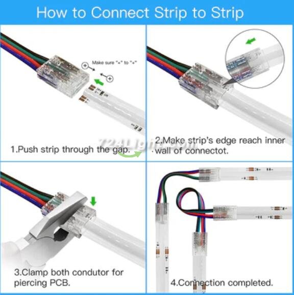 10PCS PACK RGB Color COB LED Strip Connectors Solderless 4 Conductors Connectors for 10mm Wide RGB COB Flex LED Strips