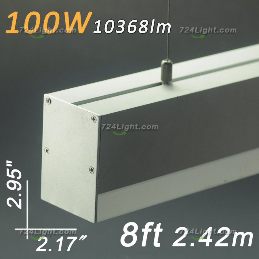 Linear Suspensions 8ft 2.4 Meter 2.95" x 2.17" 100W AC120-277V - Click Image to Close