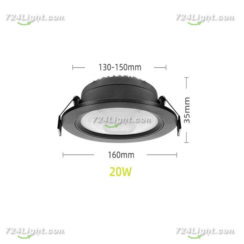 20W Adjustable Downlight LED Home Round Recessed COB Spotlight Ceiling Spotlight