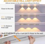 2 Pack 3-Color Dimmable LED Motion Sensor Under Cabinet Light, Rechargeable Magnetic Wireless Under Counter Lighting for Kitchen Bedroom Closet Cupboard Wardrobe Stairs Corridor