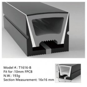 16.4FT(5Meters) 16*16mm 120° Top Emitting IP67 Waterproof Flexible Full Black Silicon LED NEON Tube Housing Fit for 10mm Wide LED Strip Light