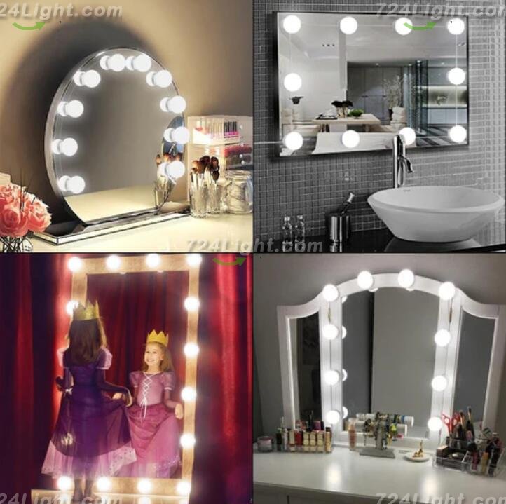 Hollywood Style LED Vanity Mirror Lights Kit with 10 3Colors Adjustable 1.77'' Light Bulbs, Perfect for Makeup Vanity Table Set in Dressing Room