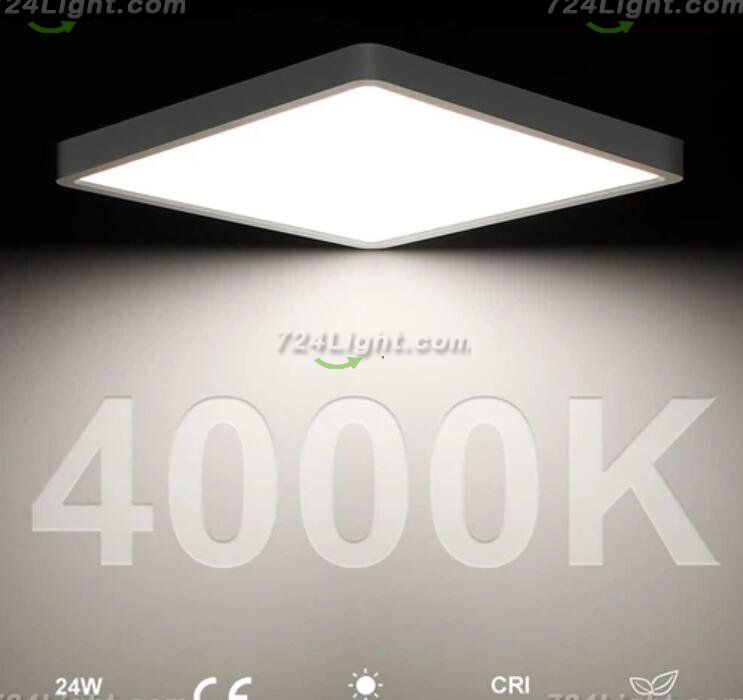 12inch 24W LED Ceiling Light Flush Mount, 3200LM Black Flat Ceiling Lamp, Square Low Profile Lighting Fixture for Bedroom, Kitchen, Living Room, Stairwell