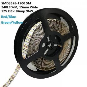 12V Red/Blue/Green/Yellow Dimmable LED Strip Light 15mm Double Row SMD3528-1200 1200LM 240 LEDs/Mtr